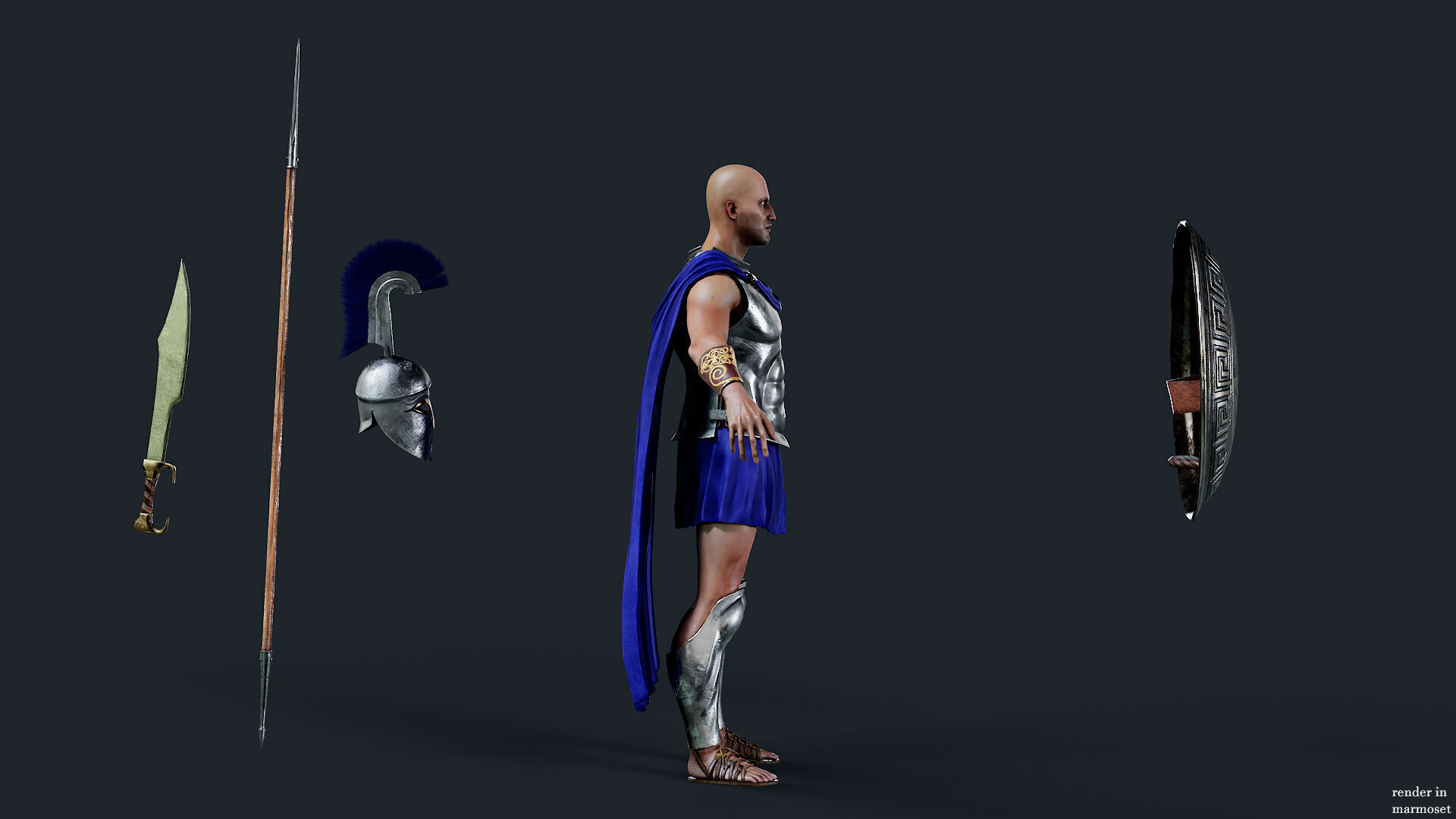 SPARTAN ROYAL HOPLITE R  Low-poly 3D model_10