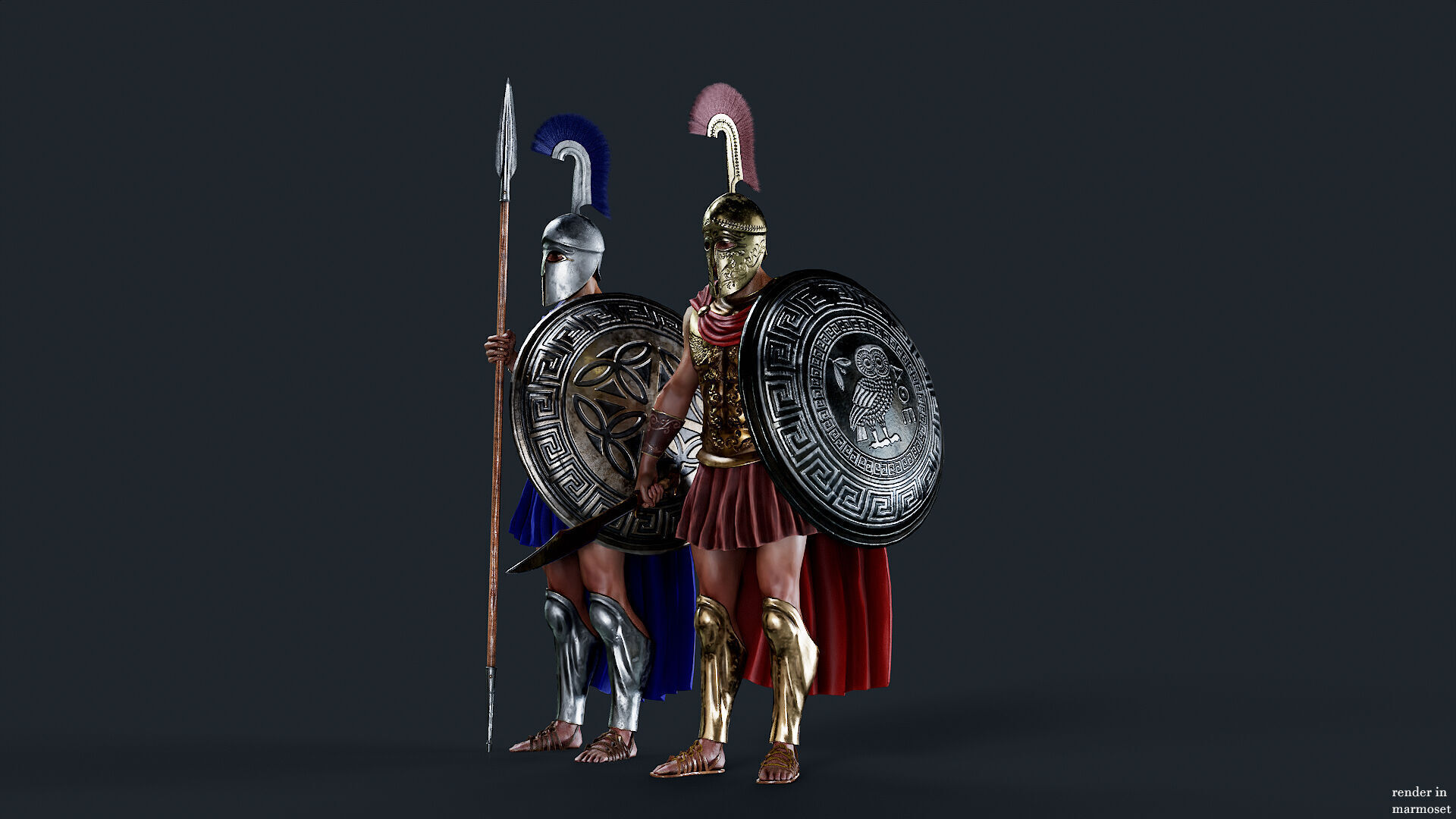 SPARTAN ROYAL HOPLITE R  Low-poly 3D model_4