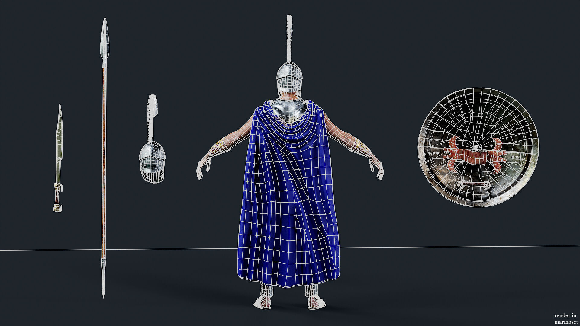 SPARTAN ROYAL HOPLITE R  Low-poly 3D model_14