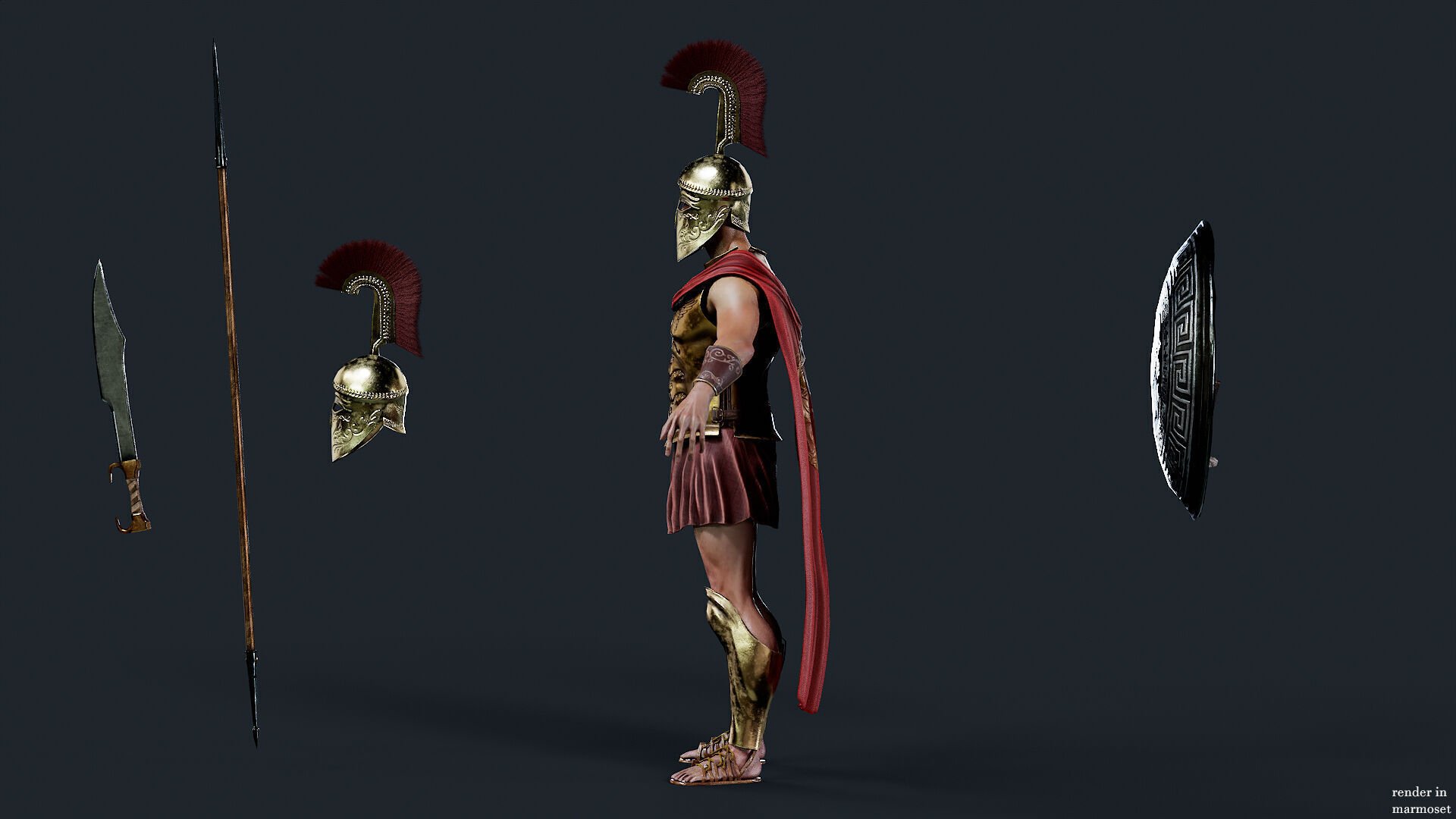 SPARTAN ROYAL HOPLITE R  Low-poly 3D model_8