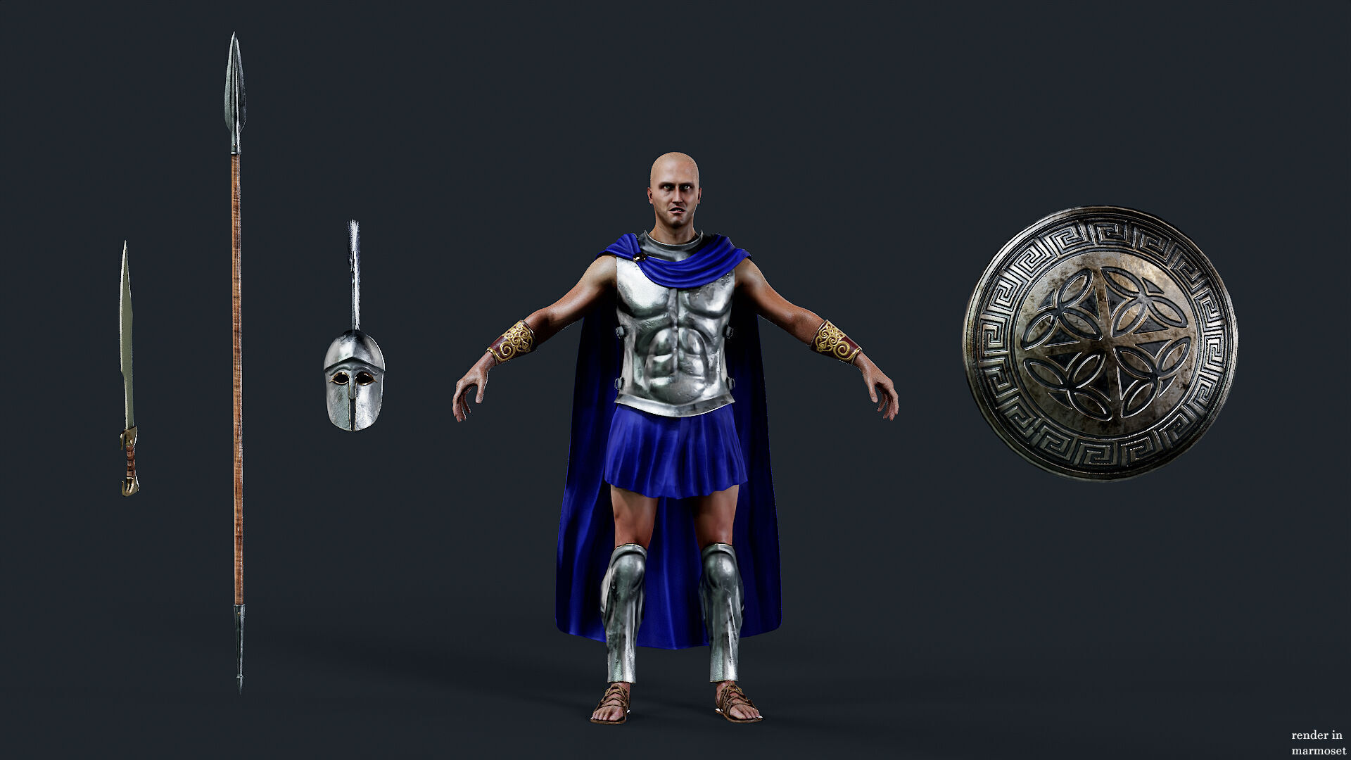 SPARTAN ROYAL HOPLITE R  Low-poly 3D model_9