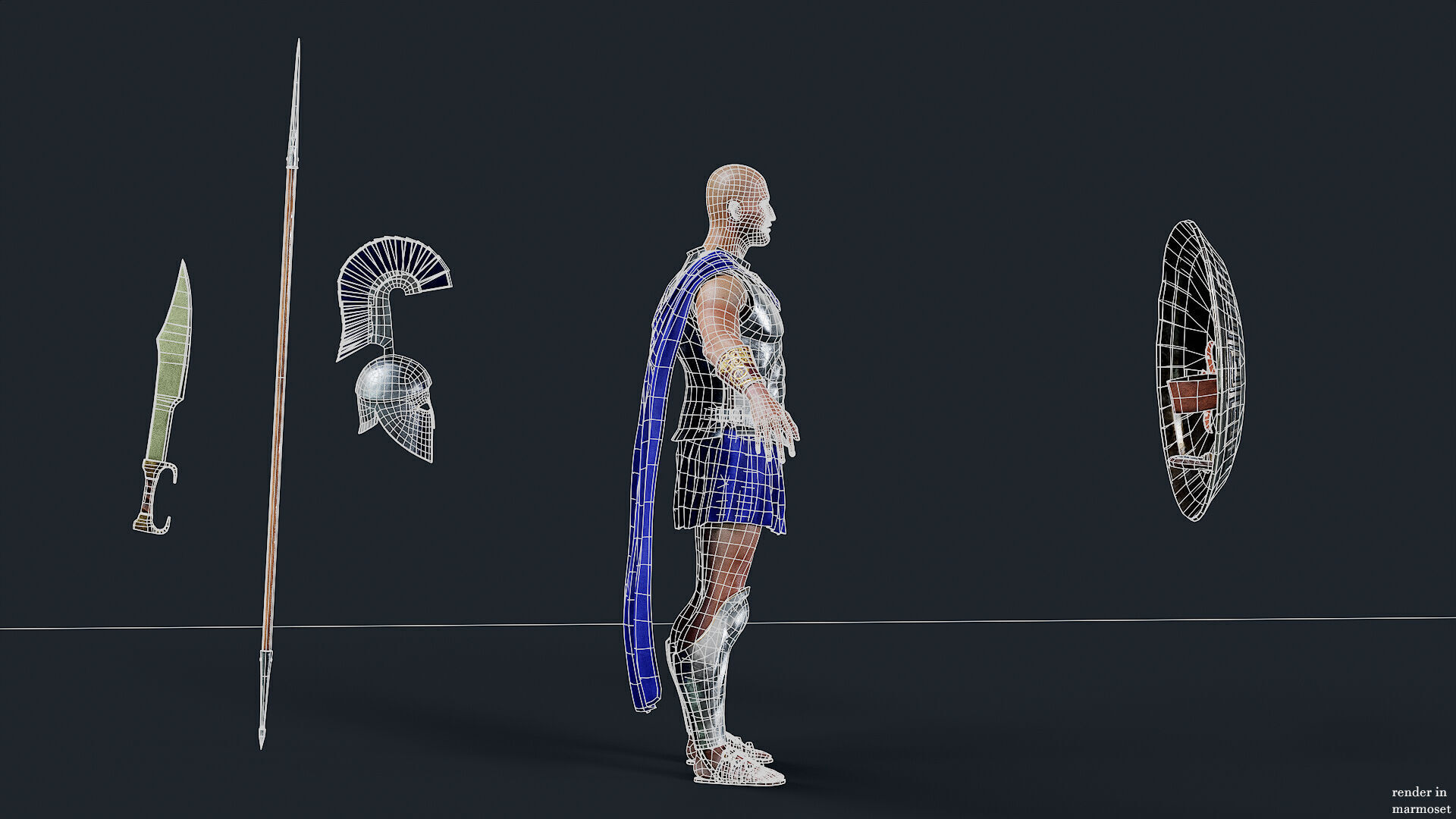 SPARTAN ROYAL HOPLITE R  Low-poly 3D model_13