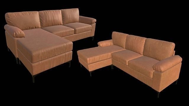 Faux Leather Convertible Sectional Sofa 3D model