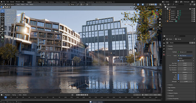 Modern Urban Street Environment - Realistic city and Wet streets 3D model 3