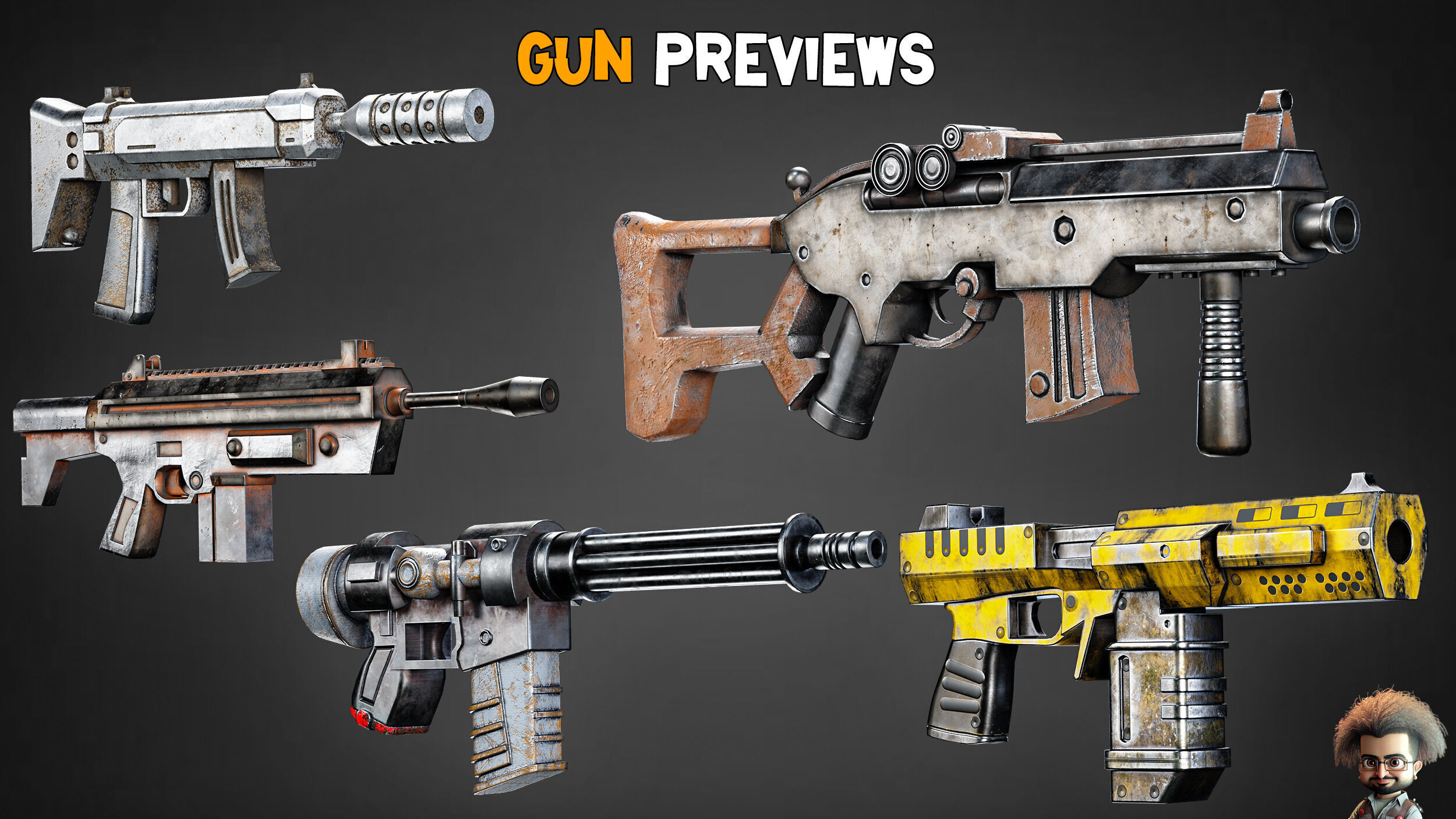 20 Game-Ready Futuristic Guns and Texture      Vol 10   Low-poly 3D model_1