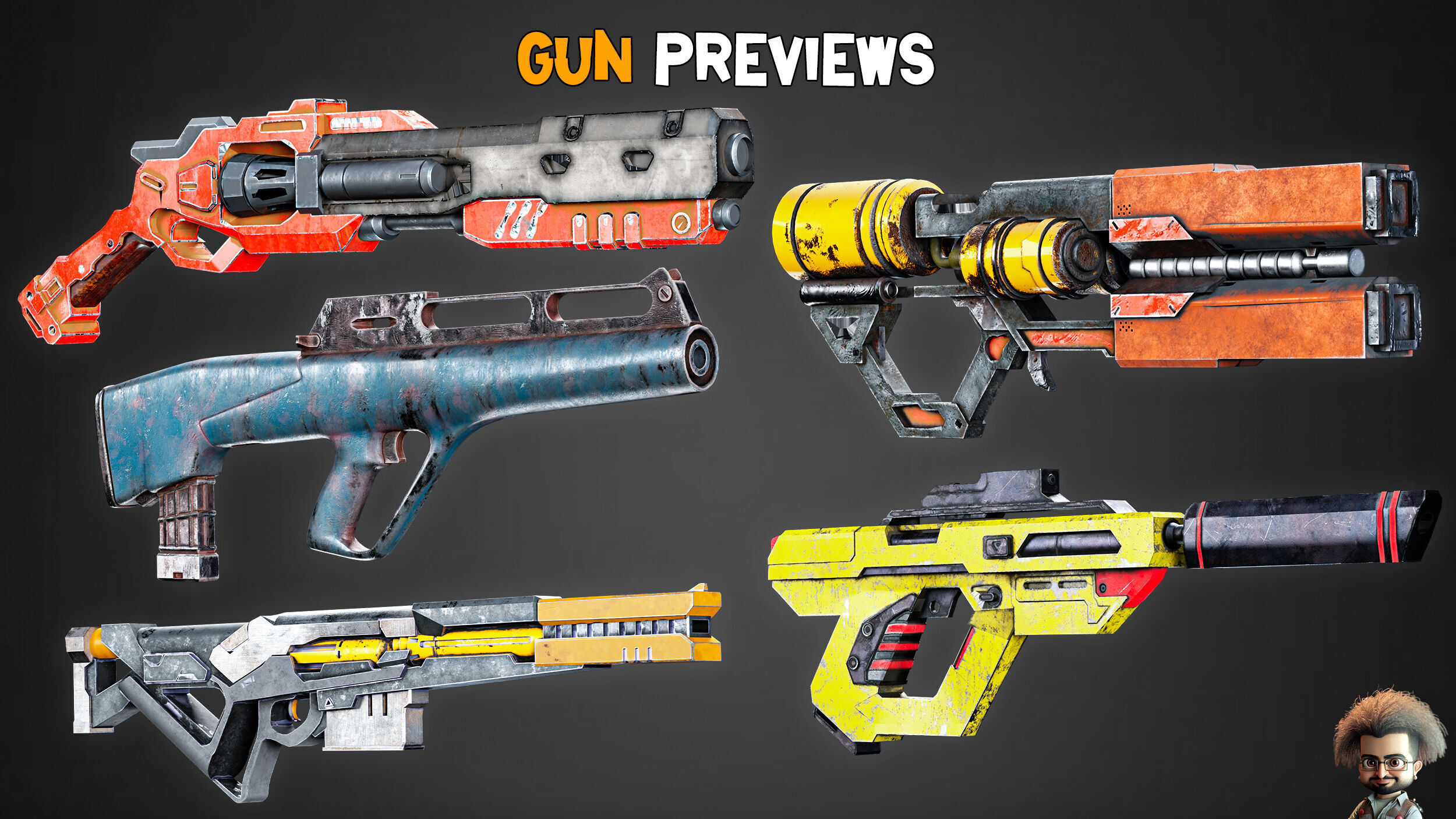 20 Game-Ready Futuristic Guns and Texture      Vol 10   Low-poly 3D model_4