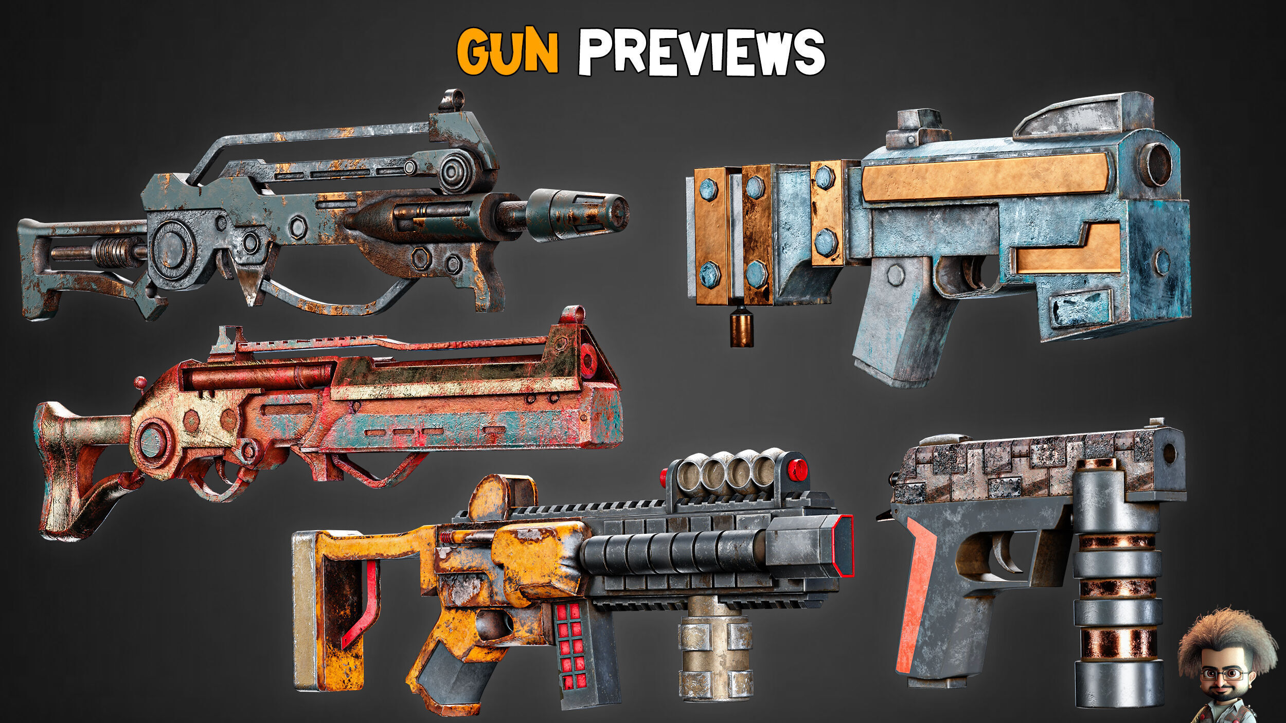 20 Game-Ready Futuristic Guns and Texture      Vol 10   Low-poly 3D model_3
