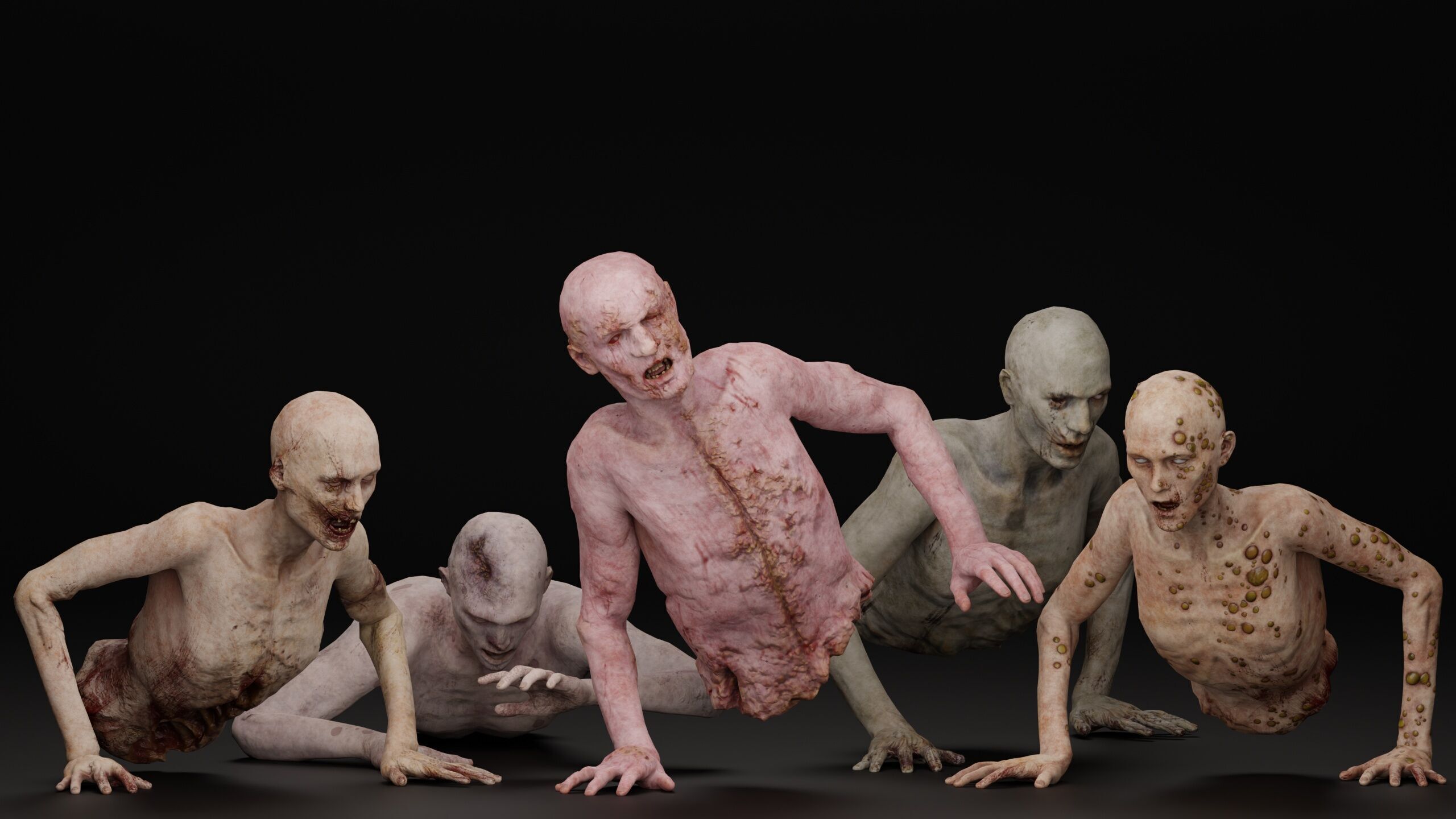 Zombie Crawler Pack1 Low-poly 3D model_7