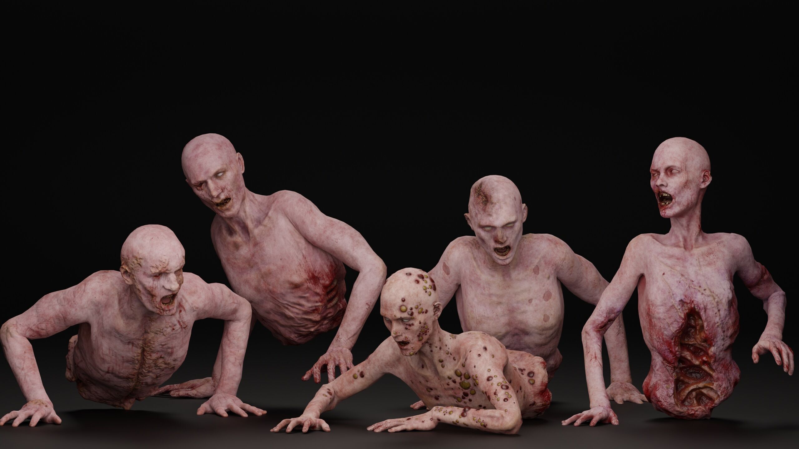 Zombie Crawler Pack1 Low-poly 3D model_8