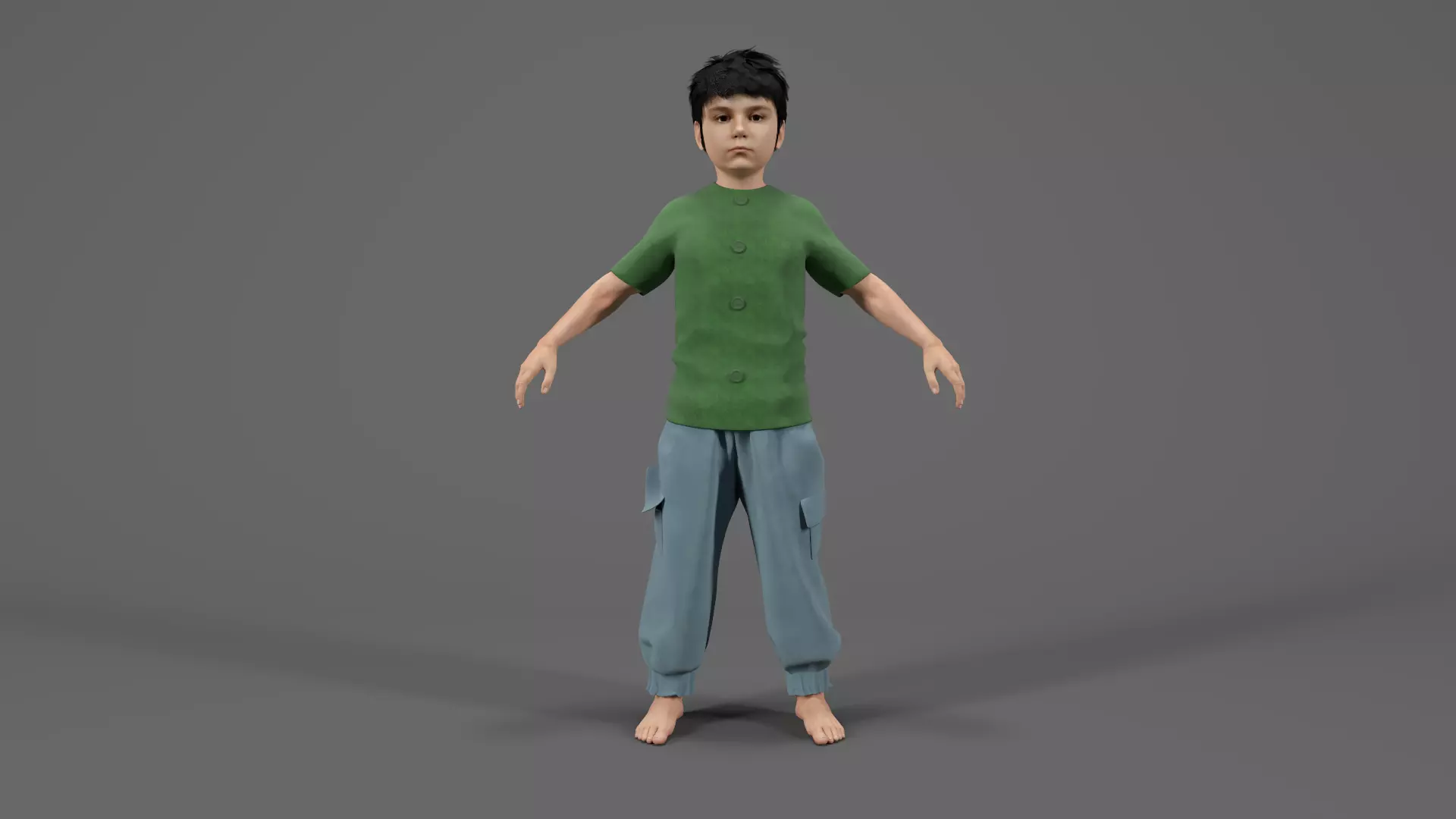 Child Character Model-Rigged Animated Low-poly 3D model_0
