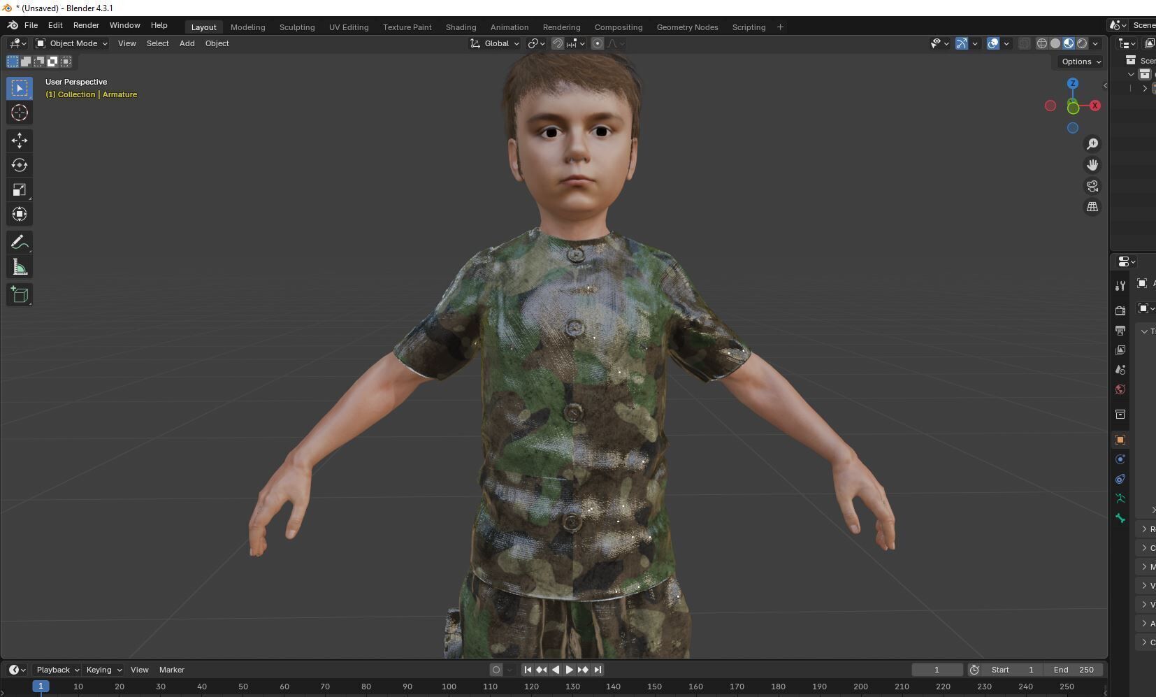 Child Character Model-Rigged Animated Low-poly 3D model_10