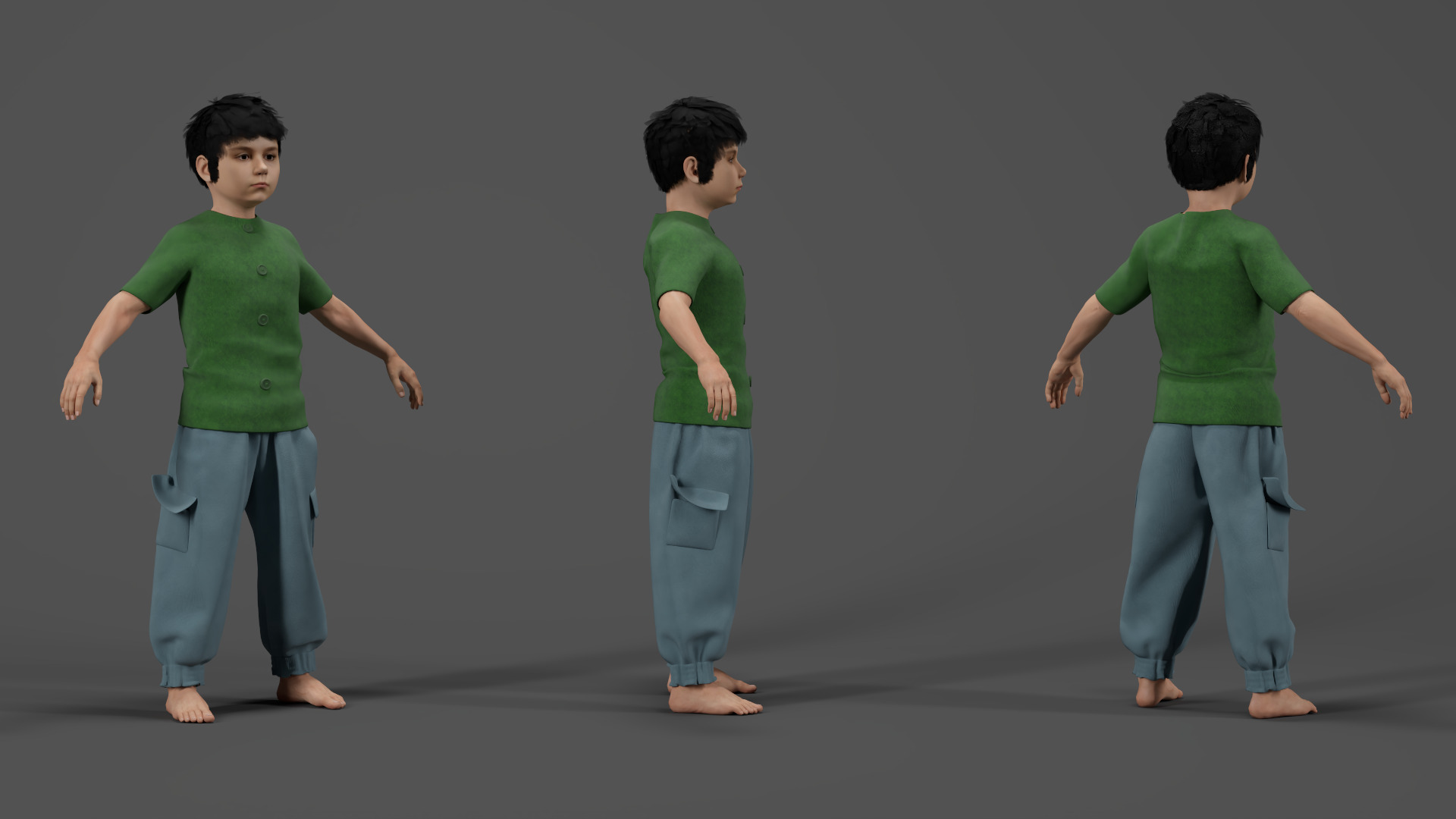Child Character Model-Rigged Animated Low-poly 3D model_4