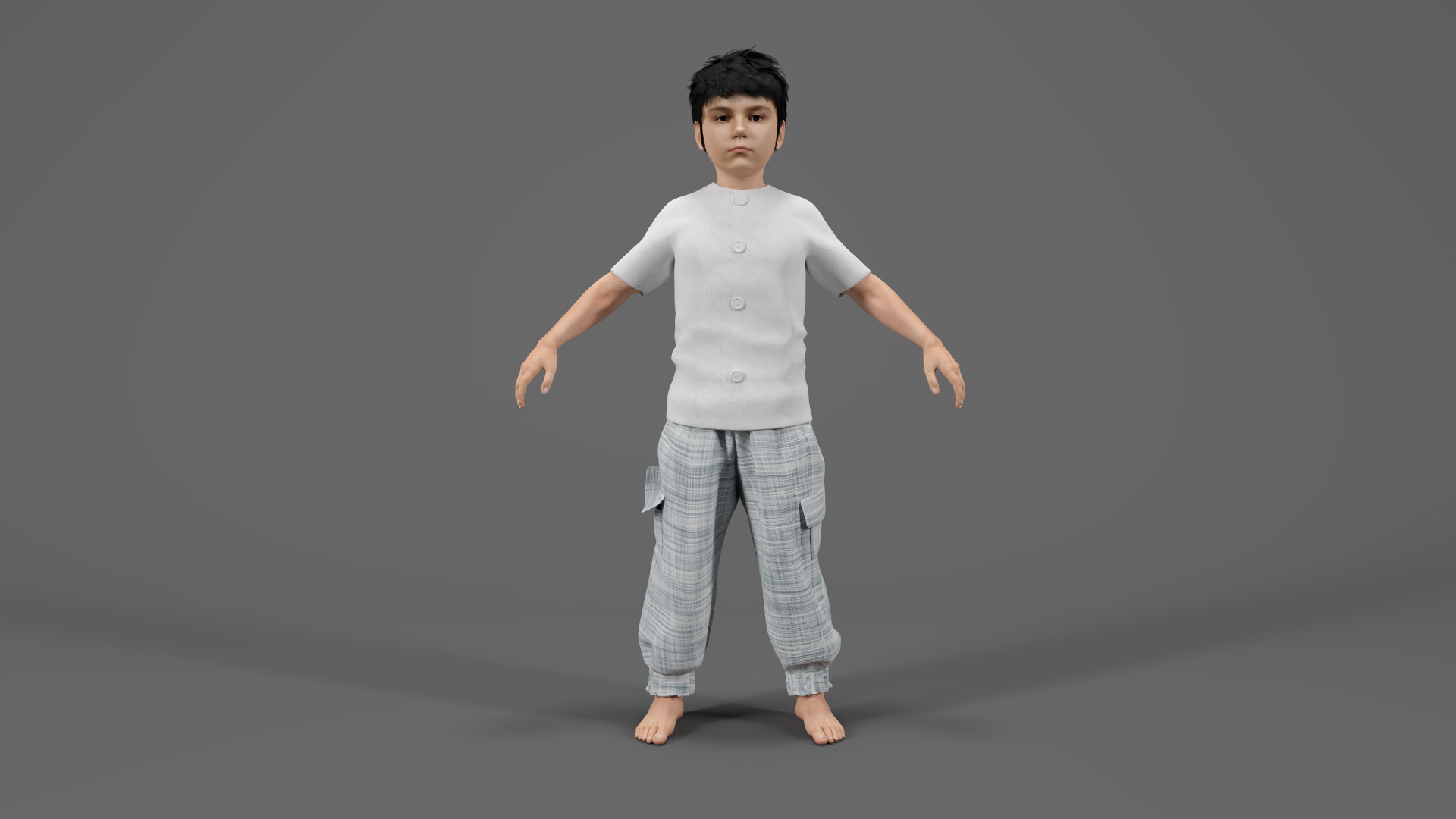 Child Character Model-Rigged Animated Low-poly 3D model_2