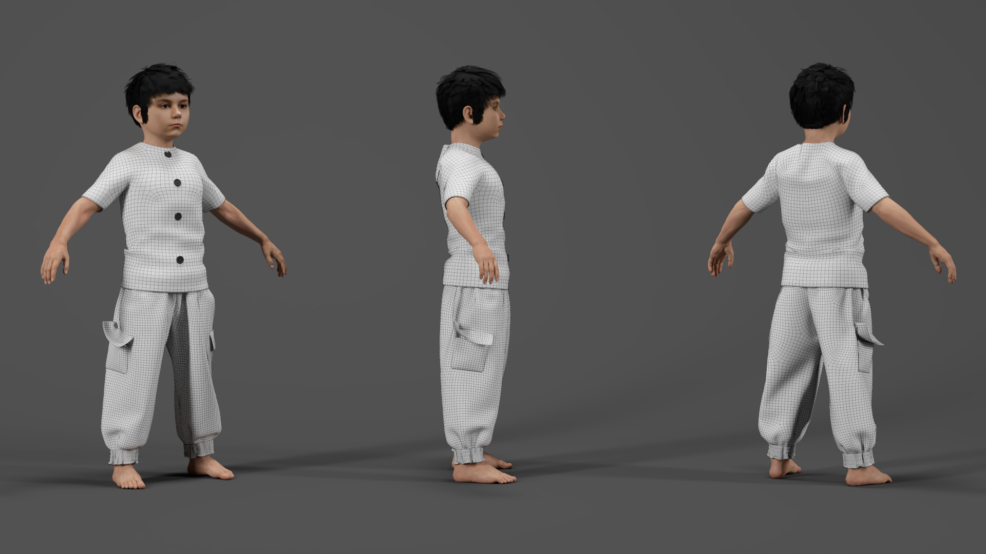 Child Character Model-Rigged Animated Low-poly 3D model_6