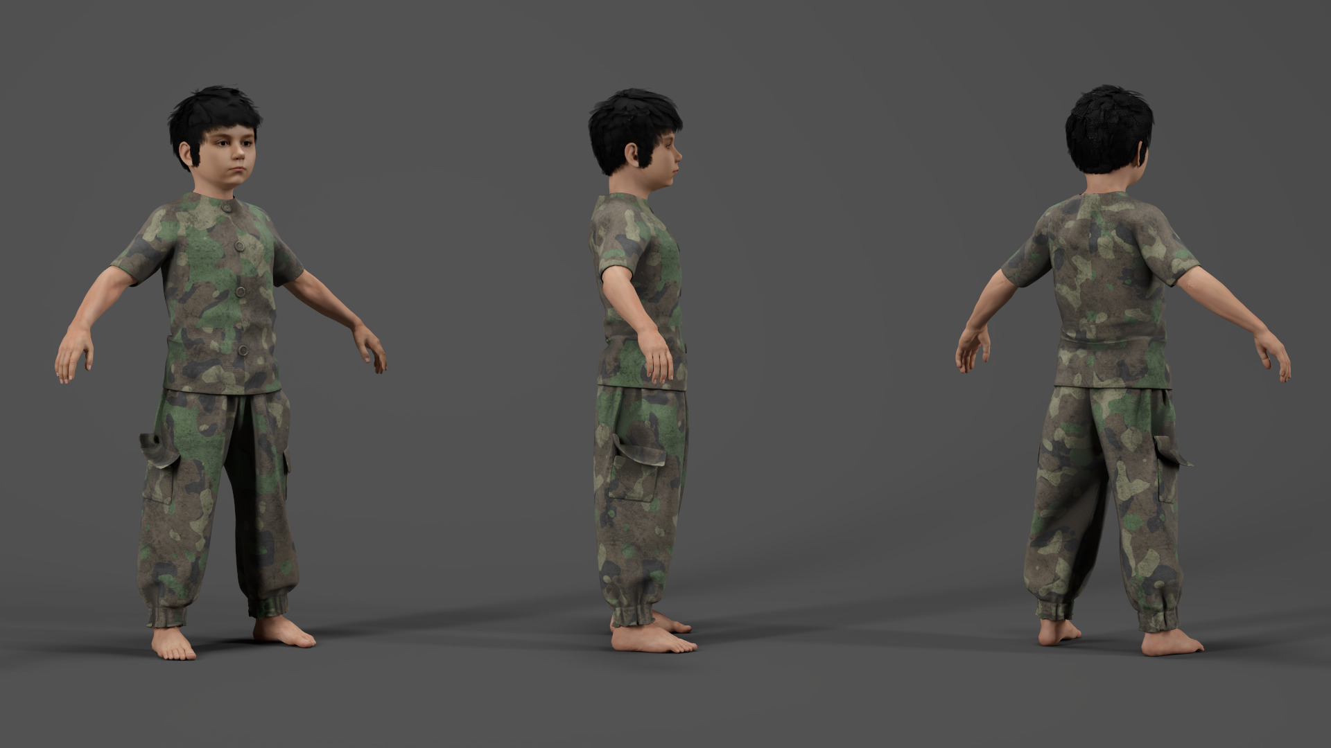 Child Character Model-Rigged Animated Low-poly 3D model_3
