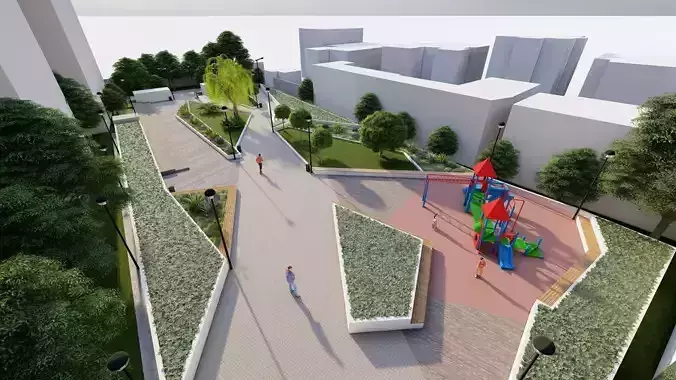 public park-Private Park Landscape 3D model