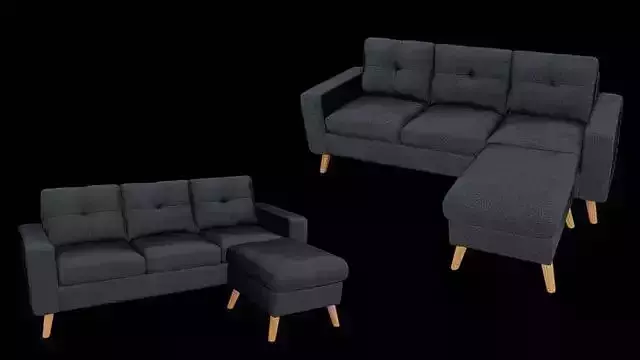L-Shape Sofa Set with Ottoman