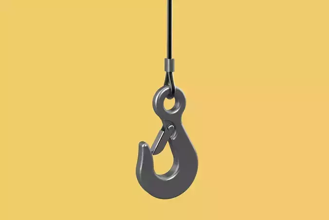 EYE HOOK SINGLE LIFTING CRANE HOOKS HOIST LATCH ALLOY STEEL ROPE 3D model