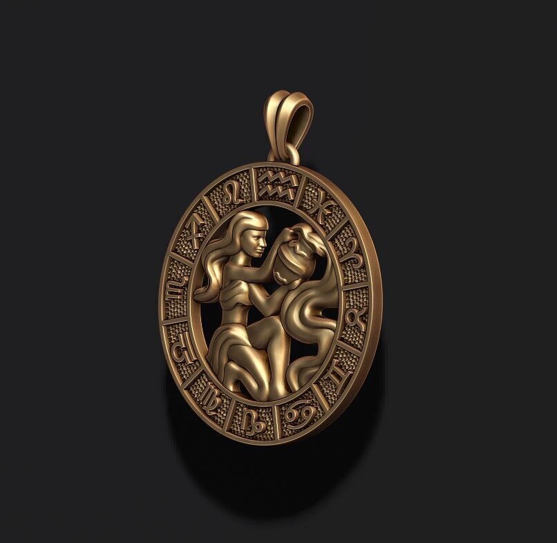 zodiac acuario lite pendant 3D print model_2