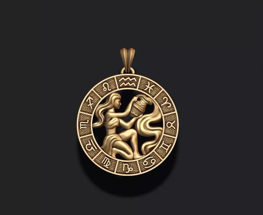 zodiac acuario lite pendant 3D print model_0
