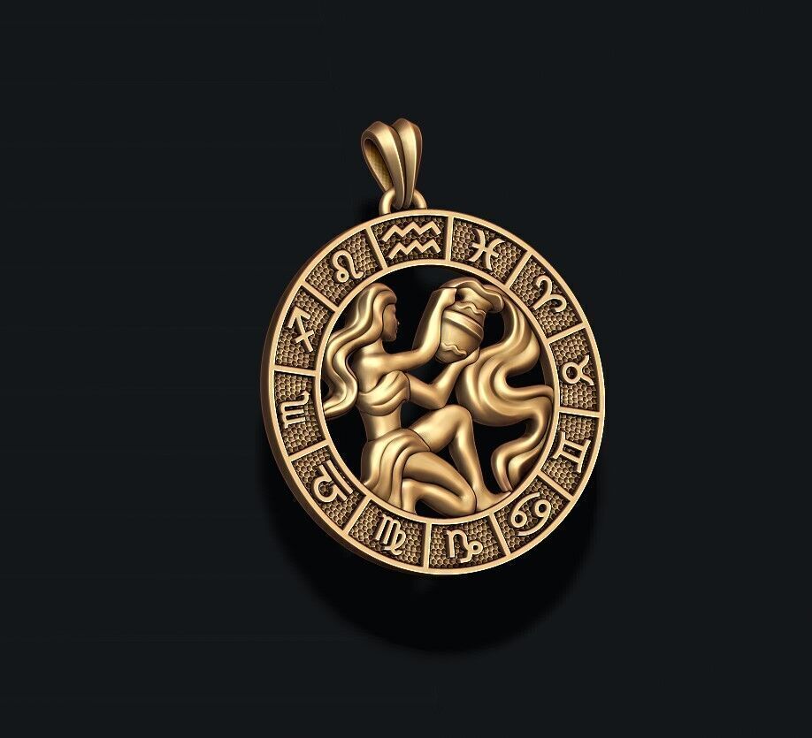 zodiac acuario lite pendant 3D print model_1