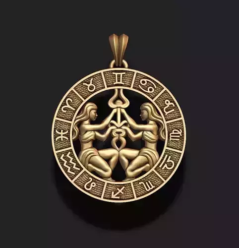 zodiac Gemini The Twins lite pendant 3D print model