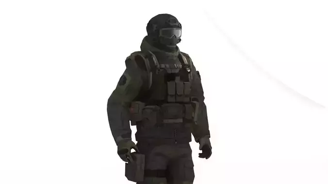 Tactical Special Forces Operator Realistic 3D Model Rigged Low-poly 3D model