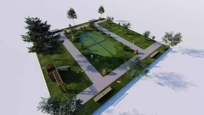 public park-Private Park Landscape 3D model