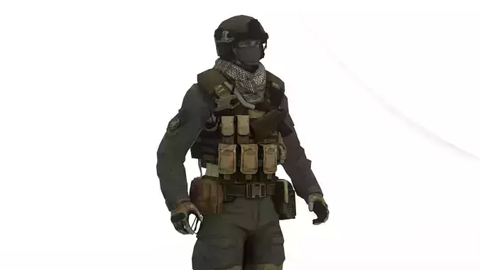 Tactical Spec Ops Soldier Fully Rigged Realistic 3D Model Low-poly 3D model