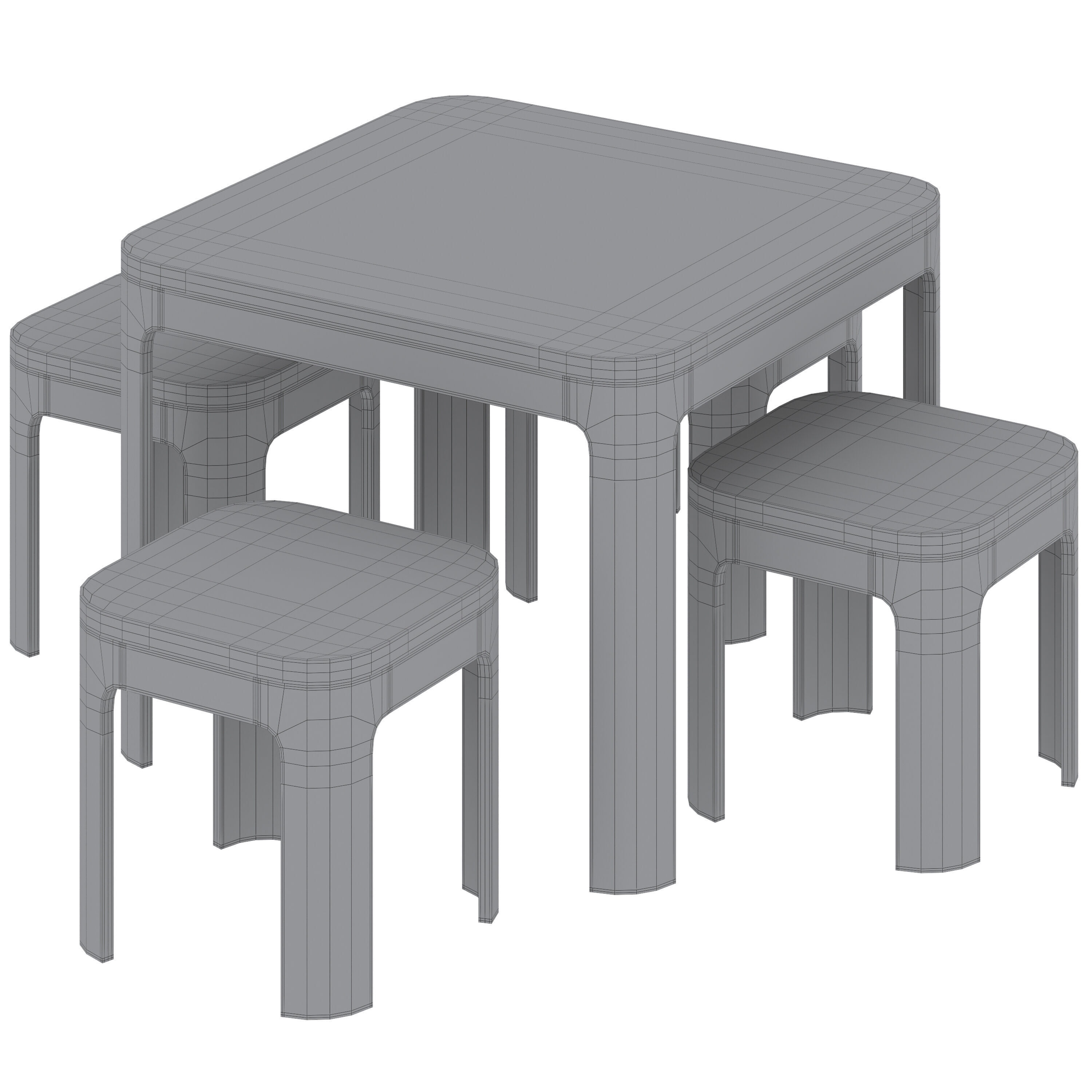 Kids table and stools by Flexa 3D model_6
