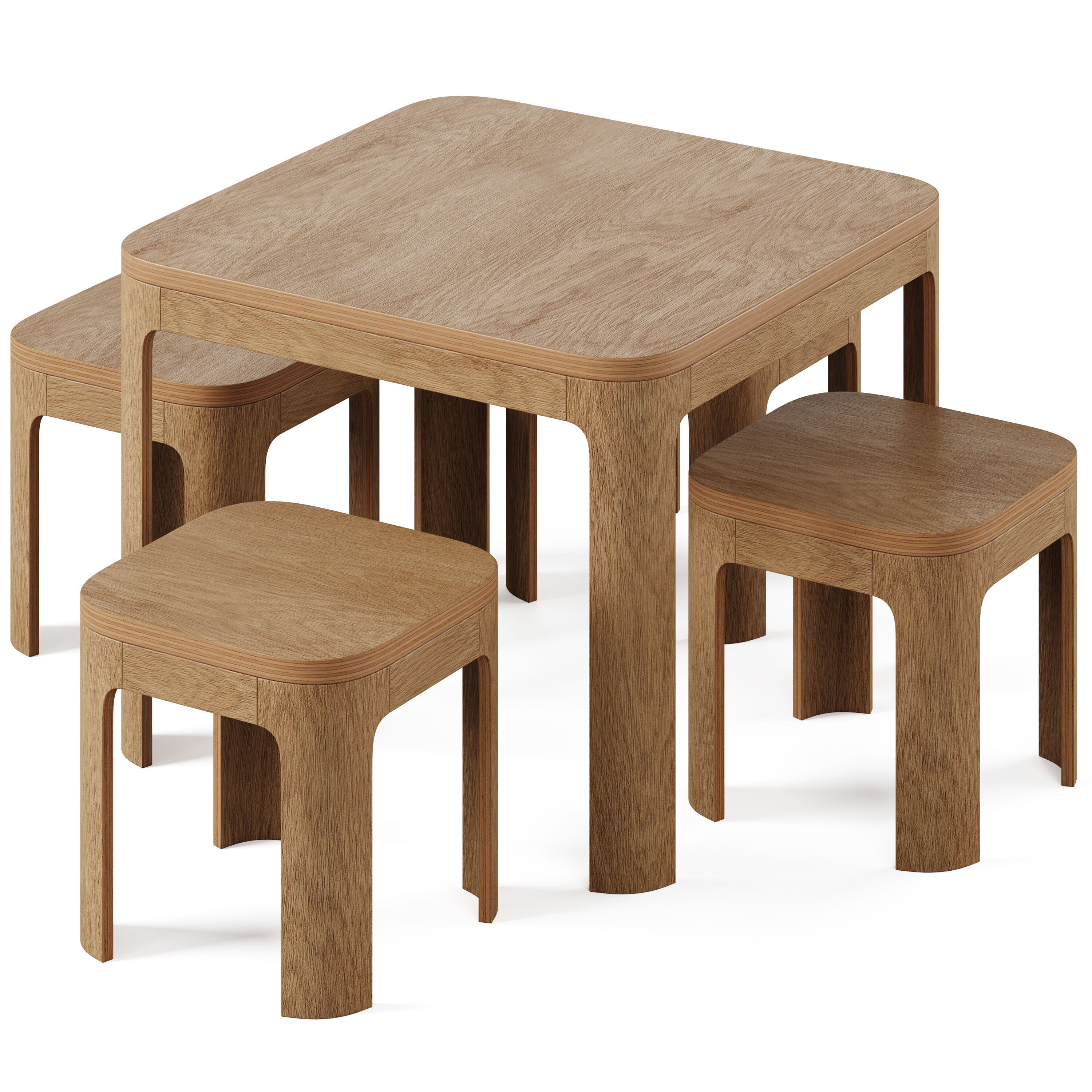 Kids table and stools by Flexa 3D model_5