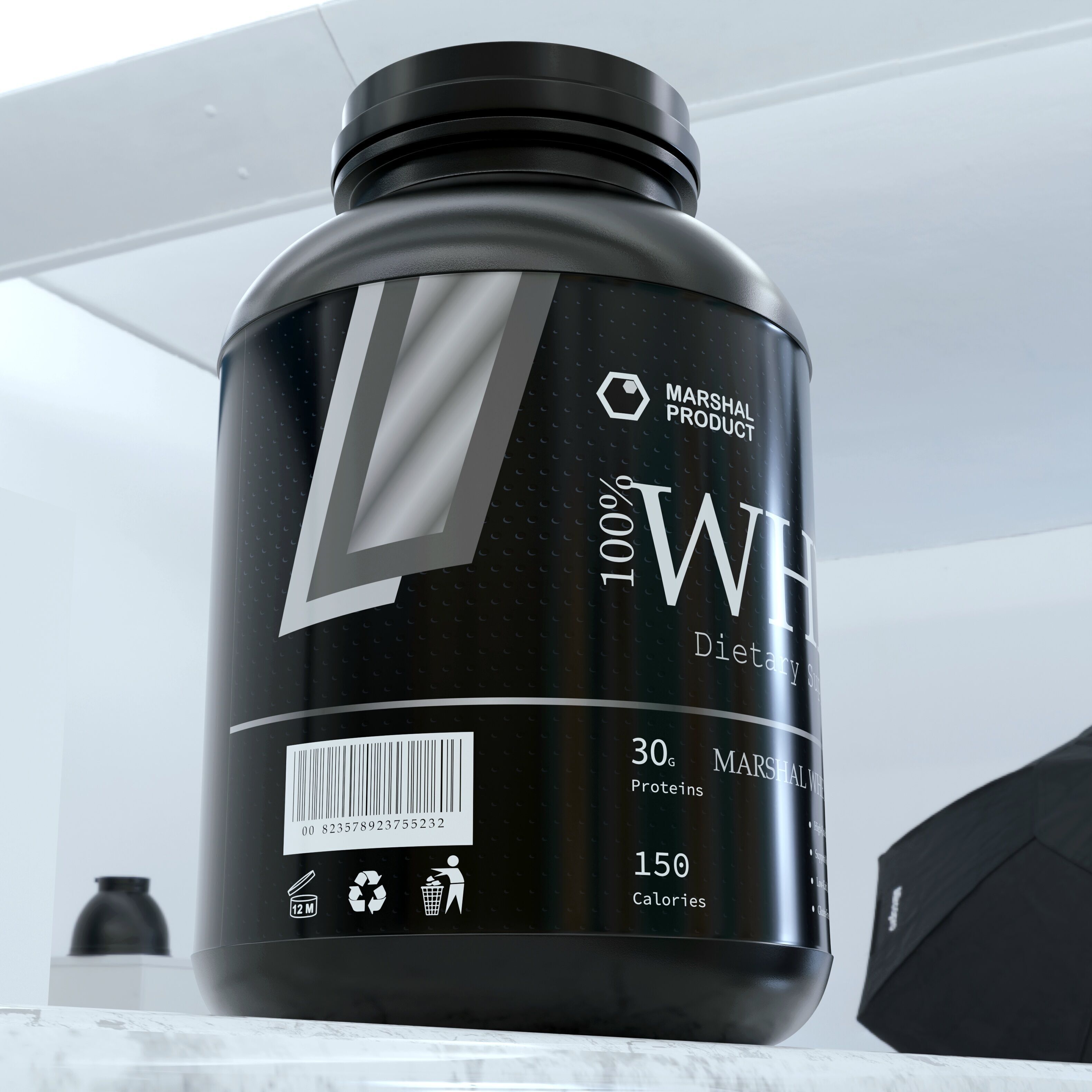 Whey Protein Powder Container 3D model_1