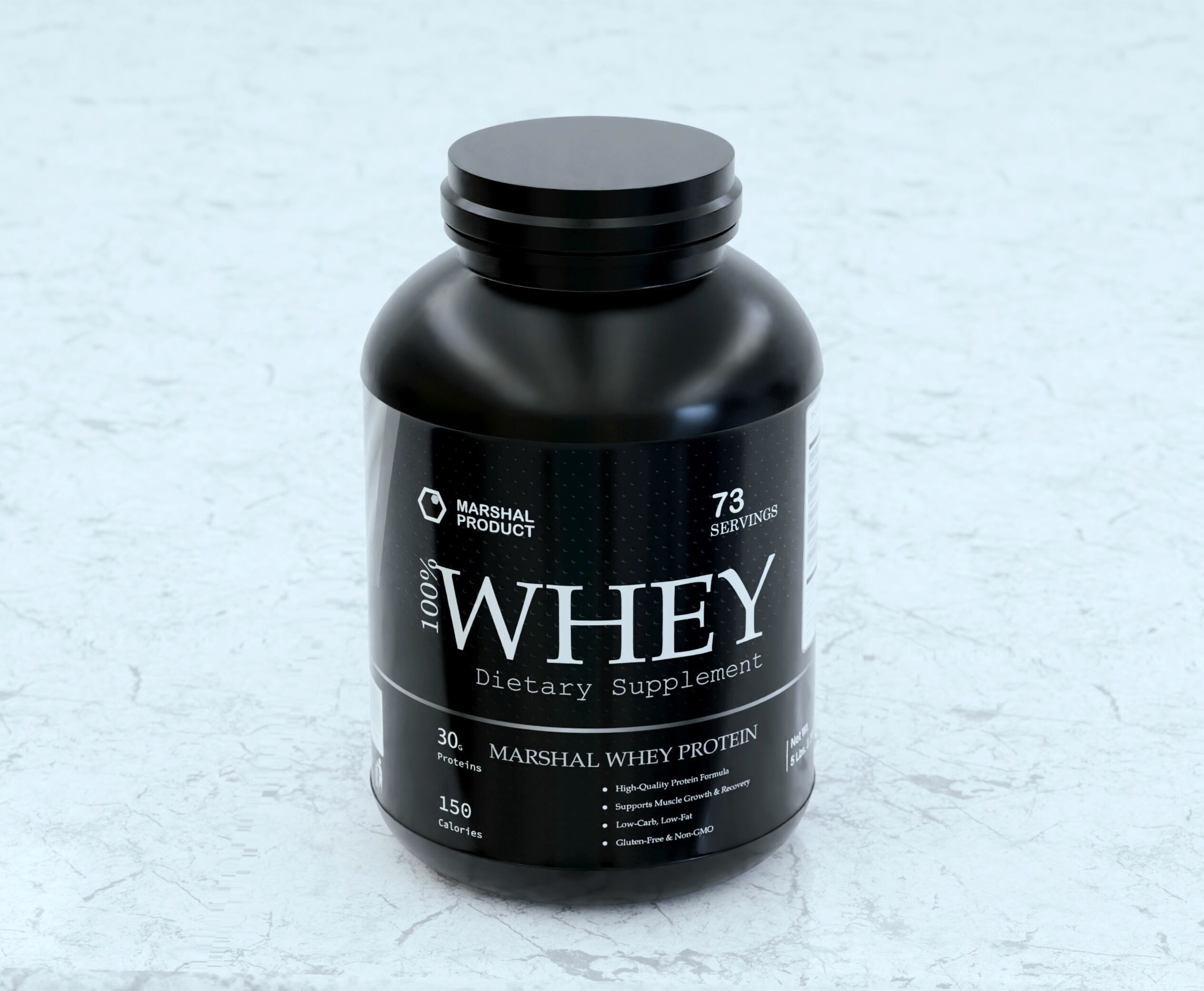 Whey Protein Powder Container 3D model_9