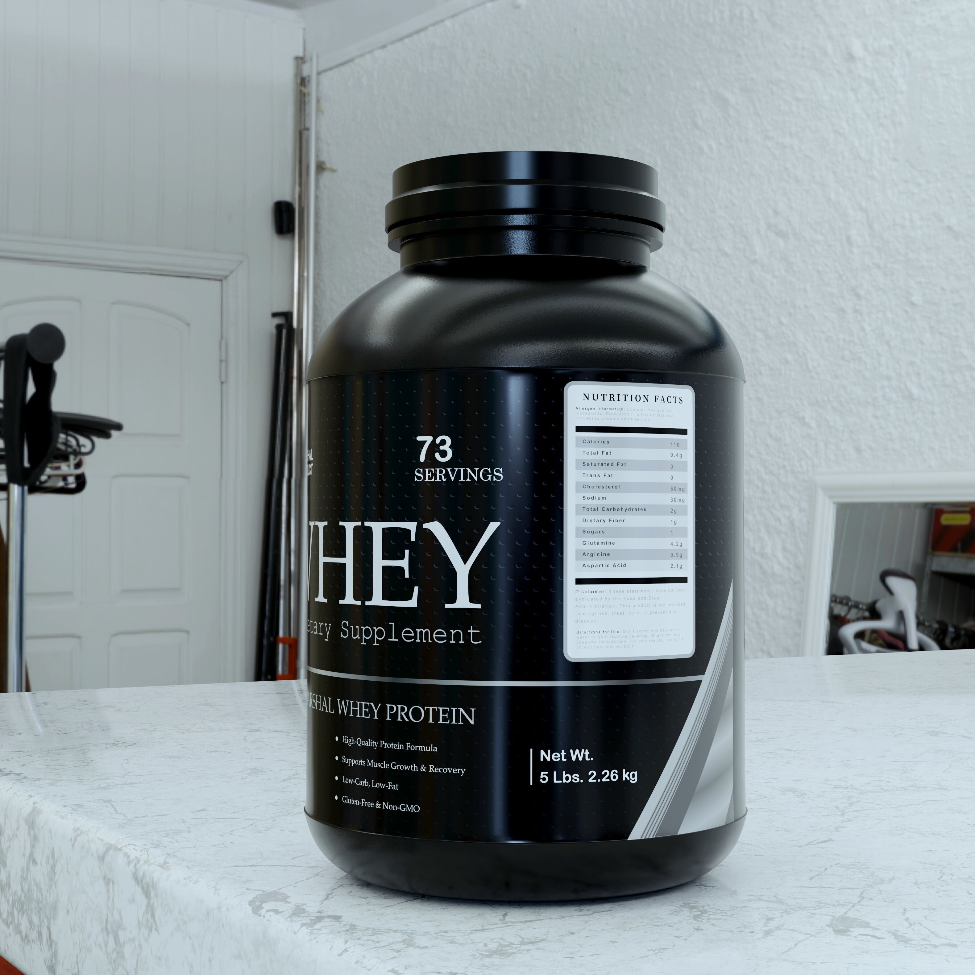 Whey Protein Powder Container 3D model_2