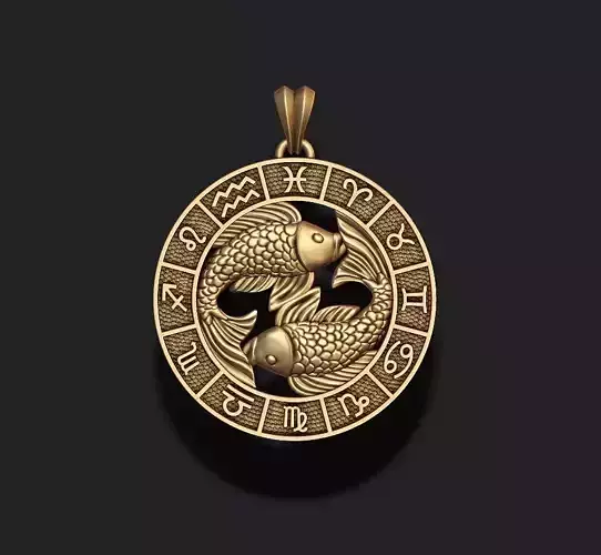zodiac pisces fish lite pendant 3D print model