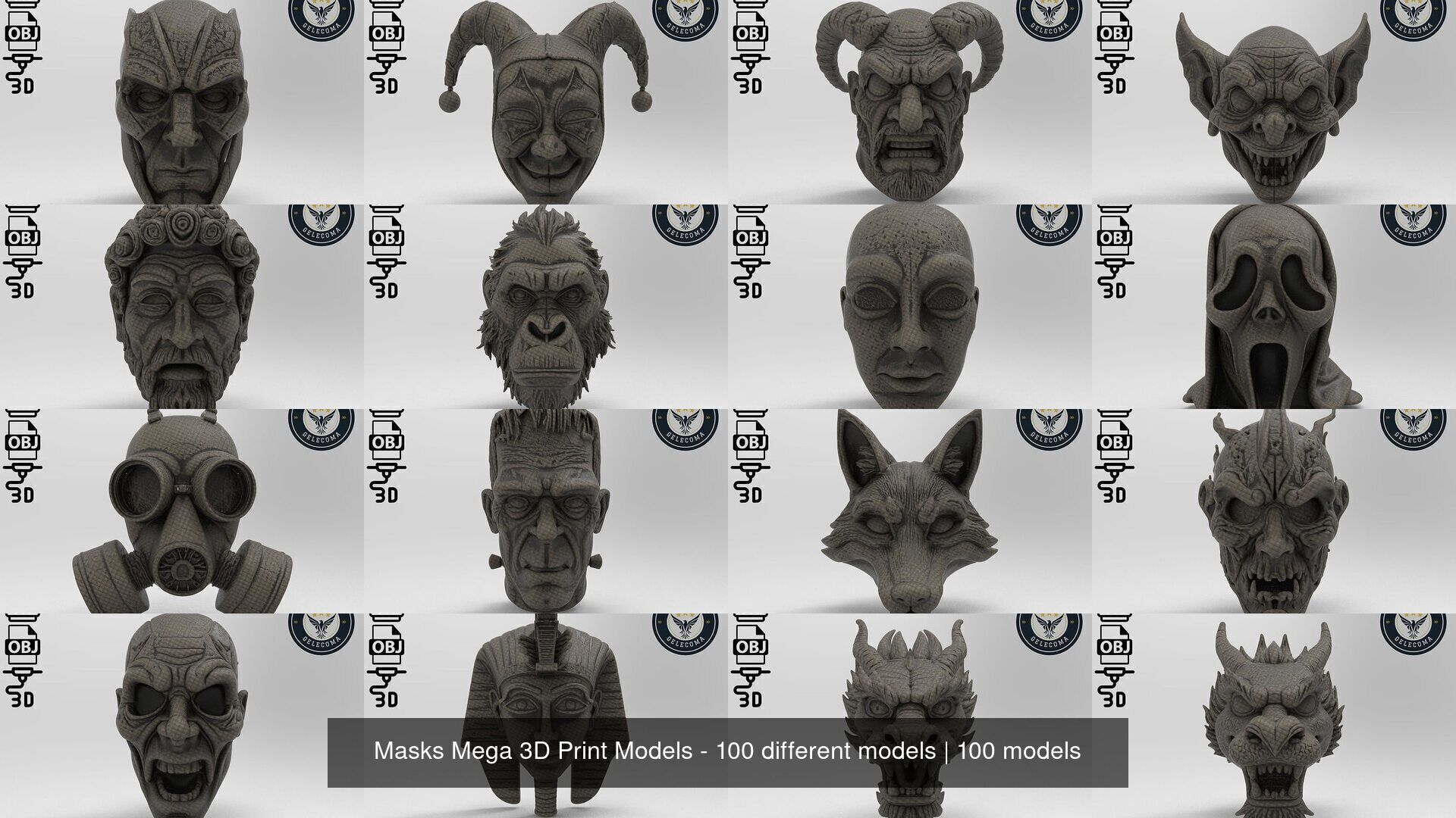 Masks Mega 3D Print Models - 100 different models 3D Model Collection_8