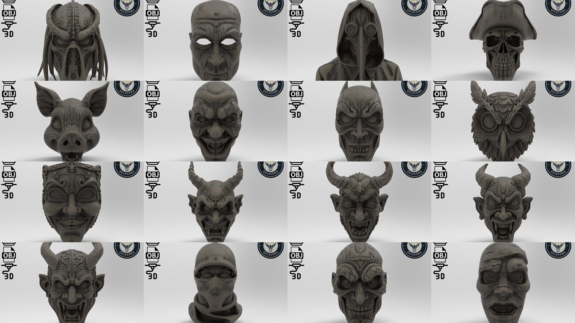 Masks Mega 3D Print Models - 100 different models 3D Model Collection_3