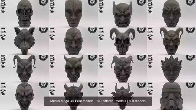 Masks Mega 3D Print Models - 100 different models 3D Model Collection
