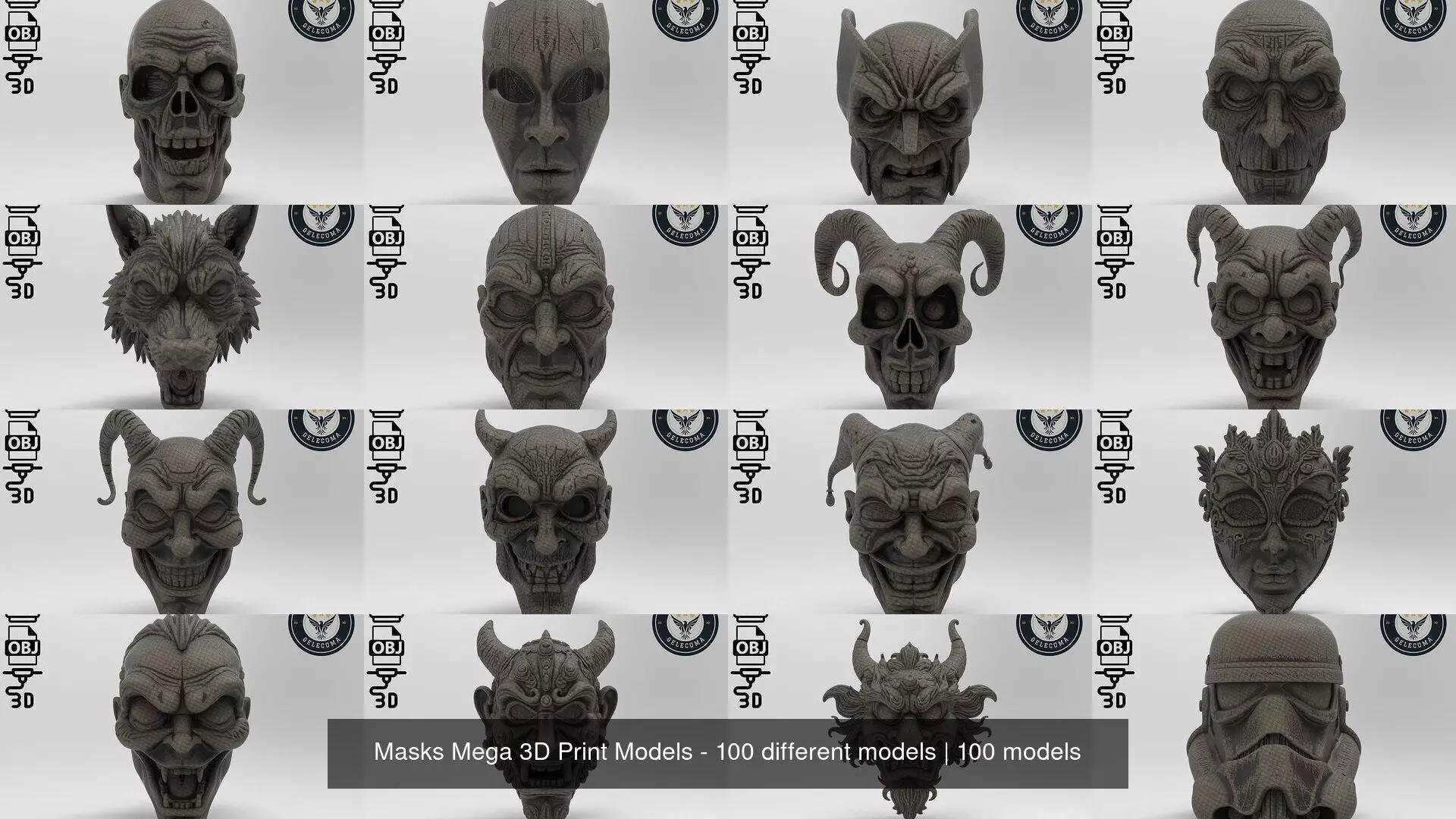 Masks Mega 3D Print Models - 100 different models 3D Model Collection_0