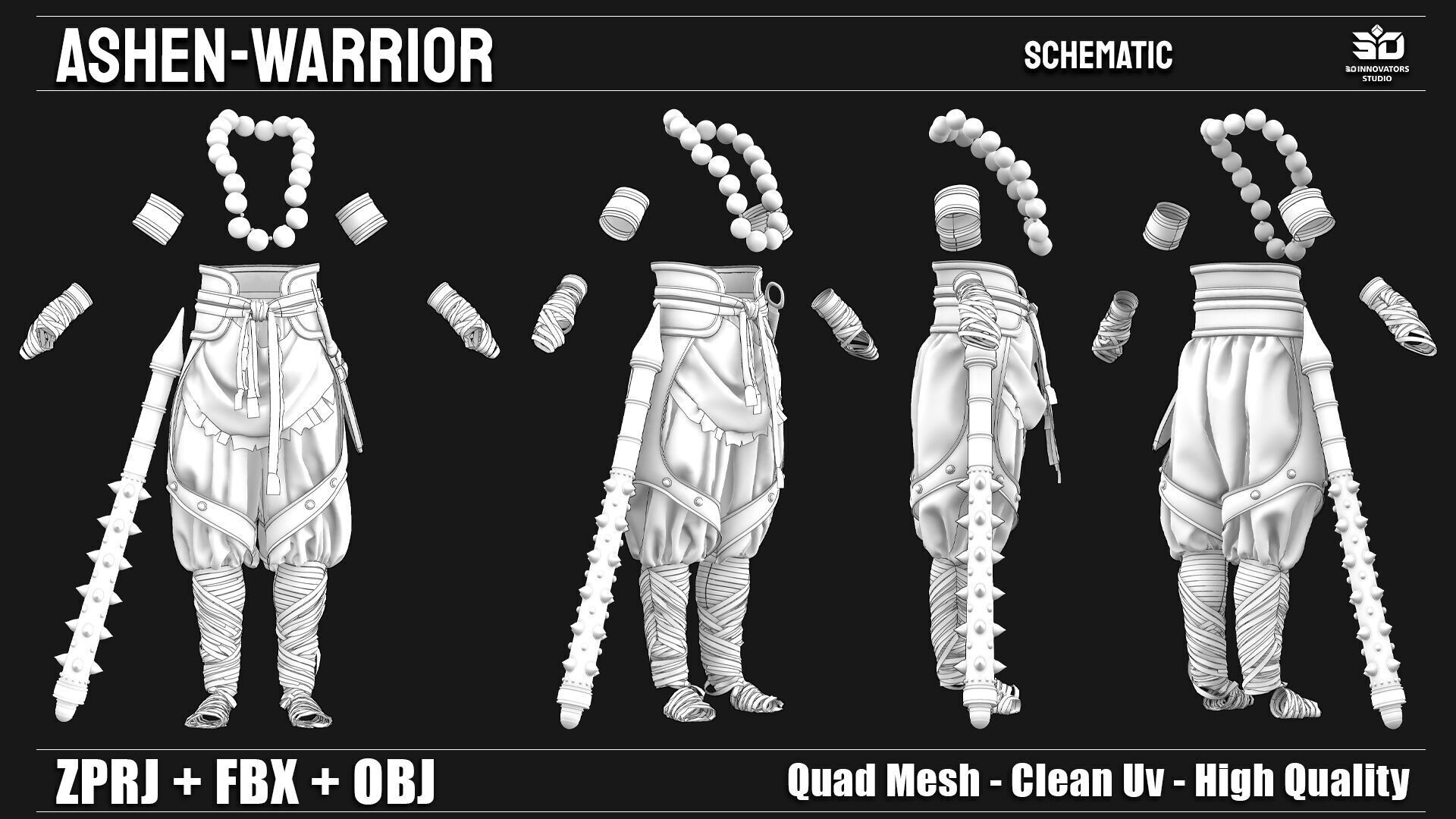 Ashen Warrior  Guardian of Forgotten Sands  3D model_6