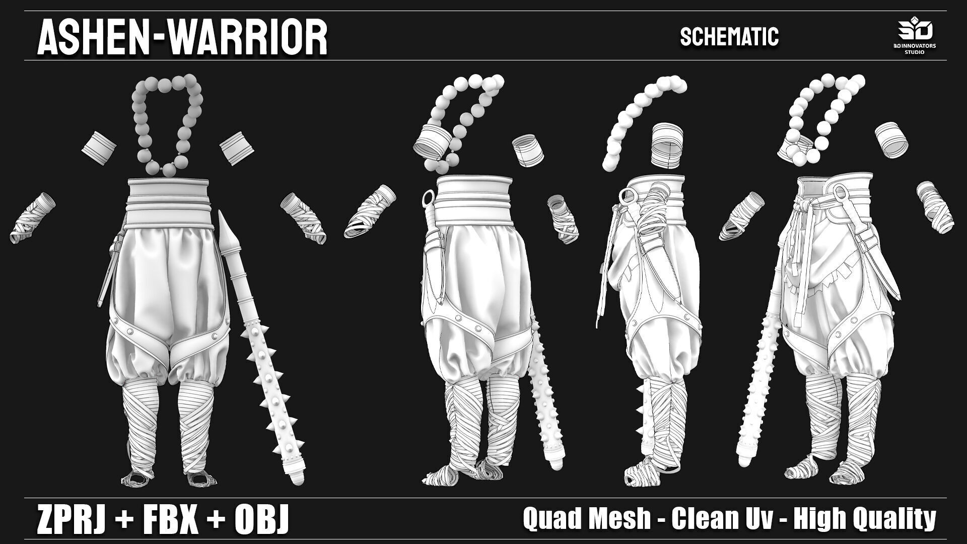 Ashen Warrior  Guardian of Forgotten Sands  3D model_7