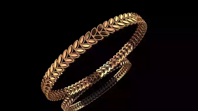 1105 Layered Petal Gold Bangle 60MM-6gm