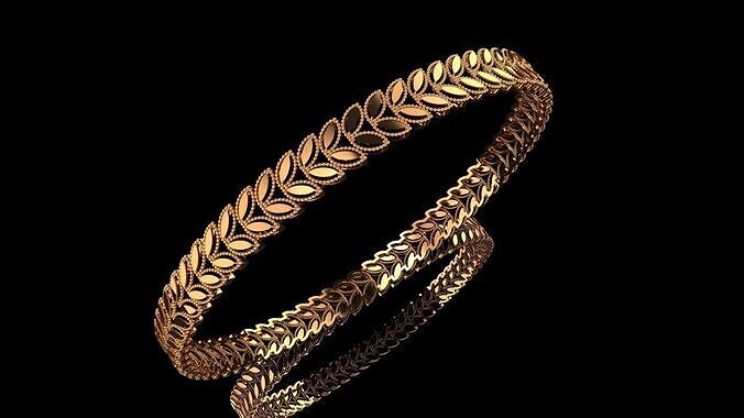 1105 Layered Petal Gold Bangle 60MM-6gm 3D print model