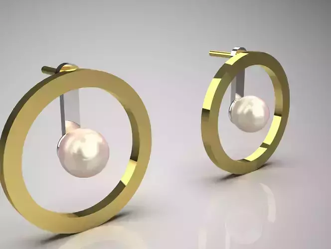 Modern hoop earrings with pearls model pe0015