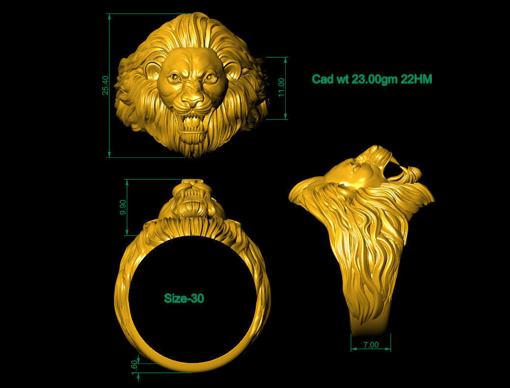 Lion ring  3D print model_1