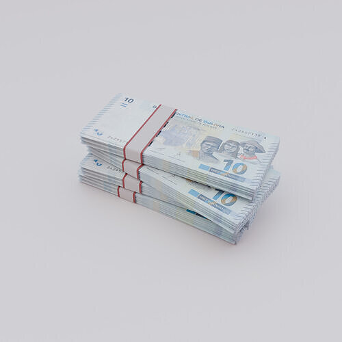 10 Bolivian boliviano Currency Low-poly 3D model