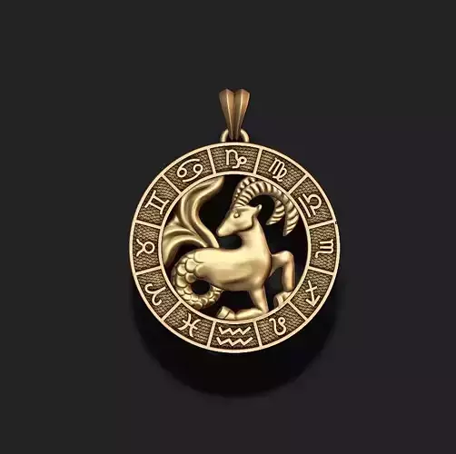 zodiac Capricorn lite pendant 3D print model