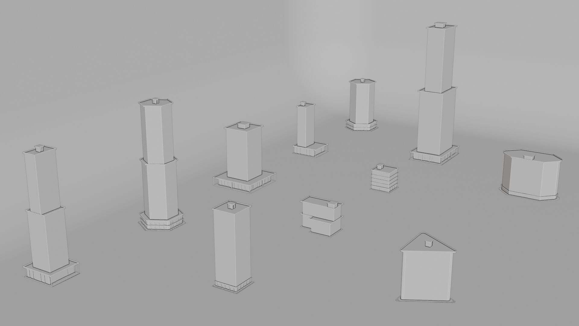 Low Poly City Building Set Free low-poly 3D model_4