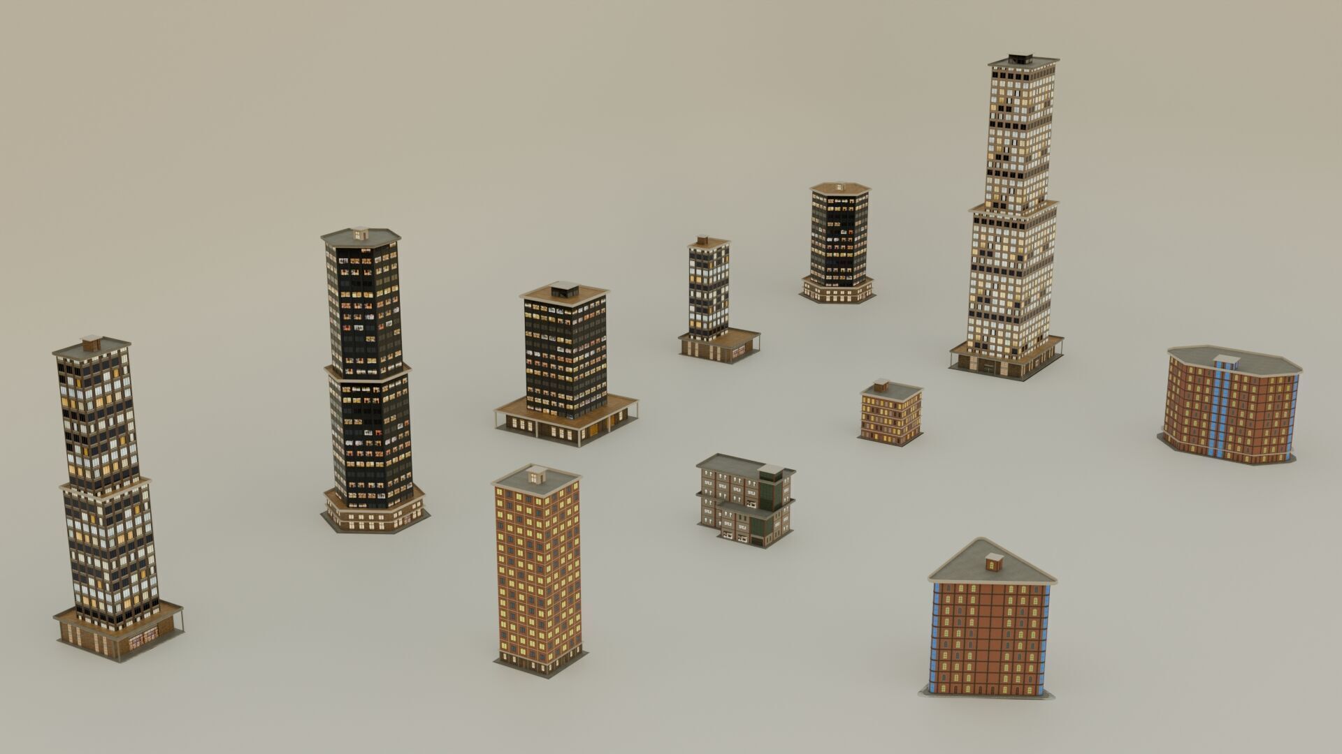 Low Poly City Building Set Free low-poly 3D model_3