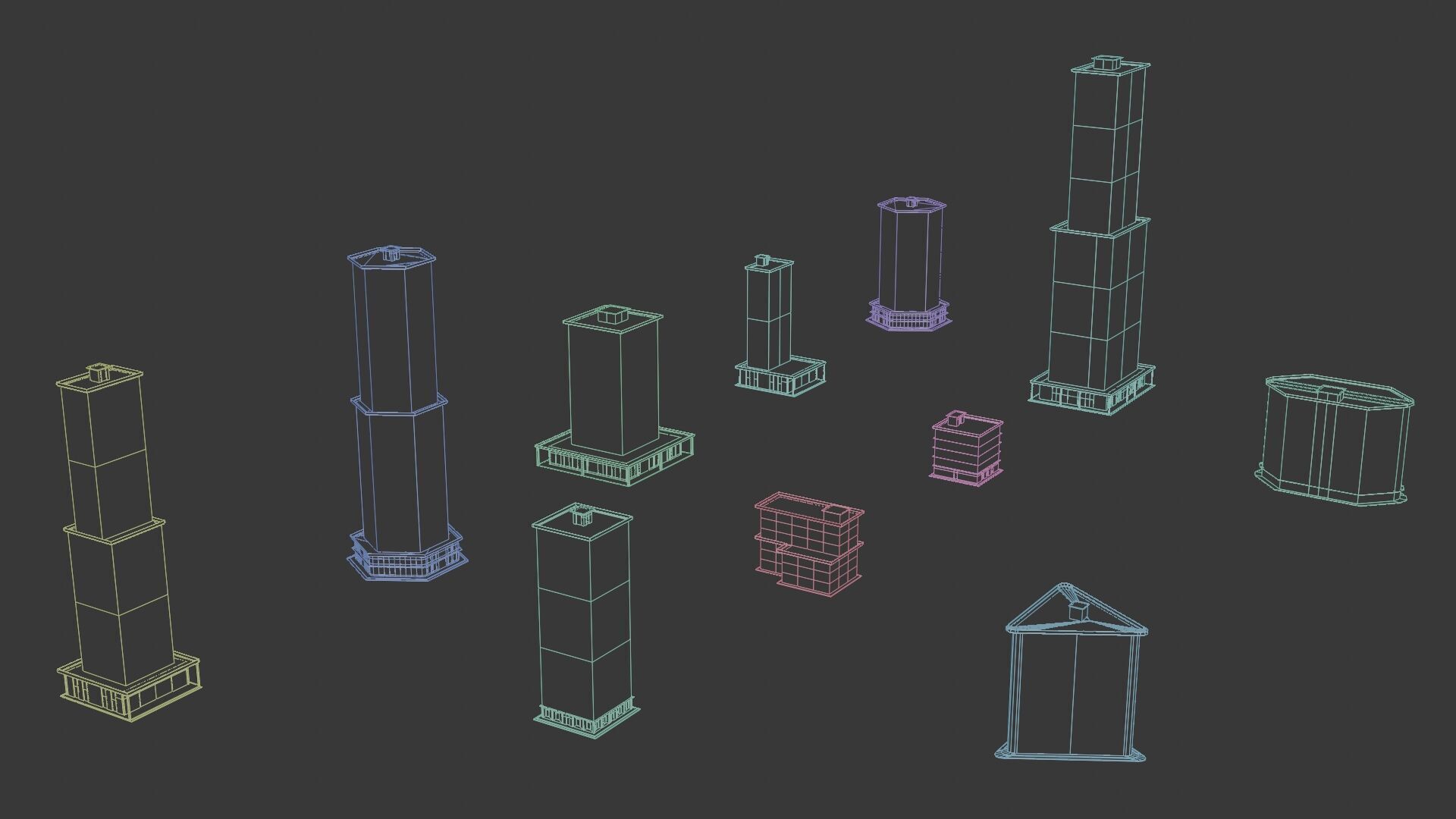 Low Poly City Building Set Free low-poly 3D model_5
